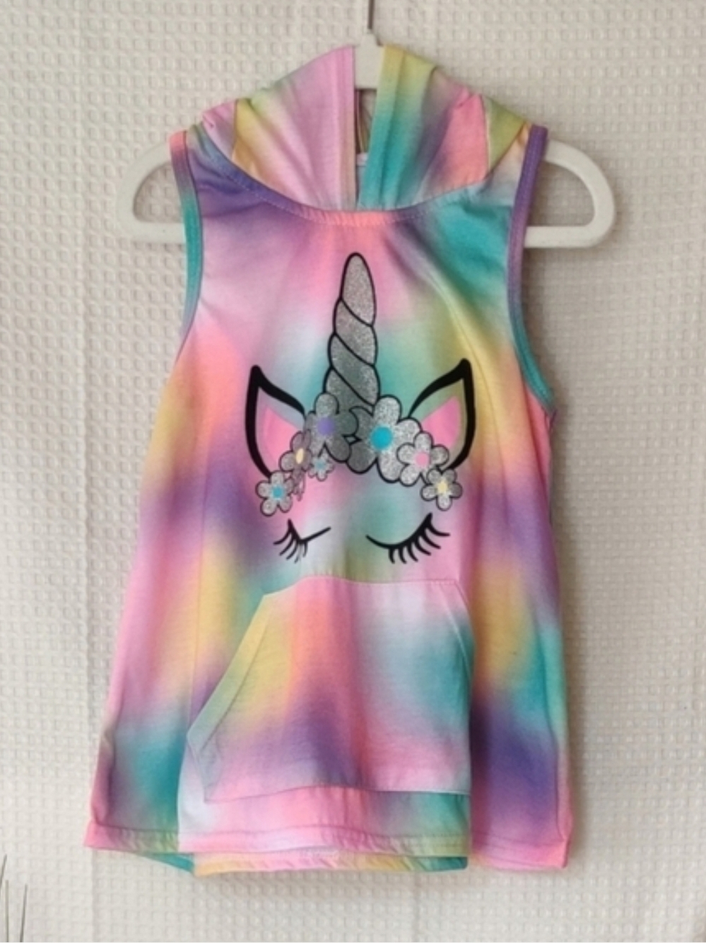 Delia Girl Unicorn Tie dye Hooded Sleeveless Top Size 5/6 💰